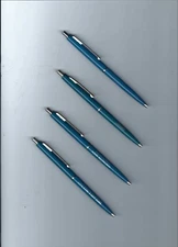 Lot of 4 Vintage Paper Mate Malibu Blue  Double Heart Ballpoint Pen-W/ Adv.