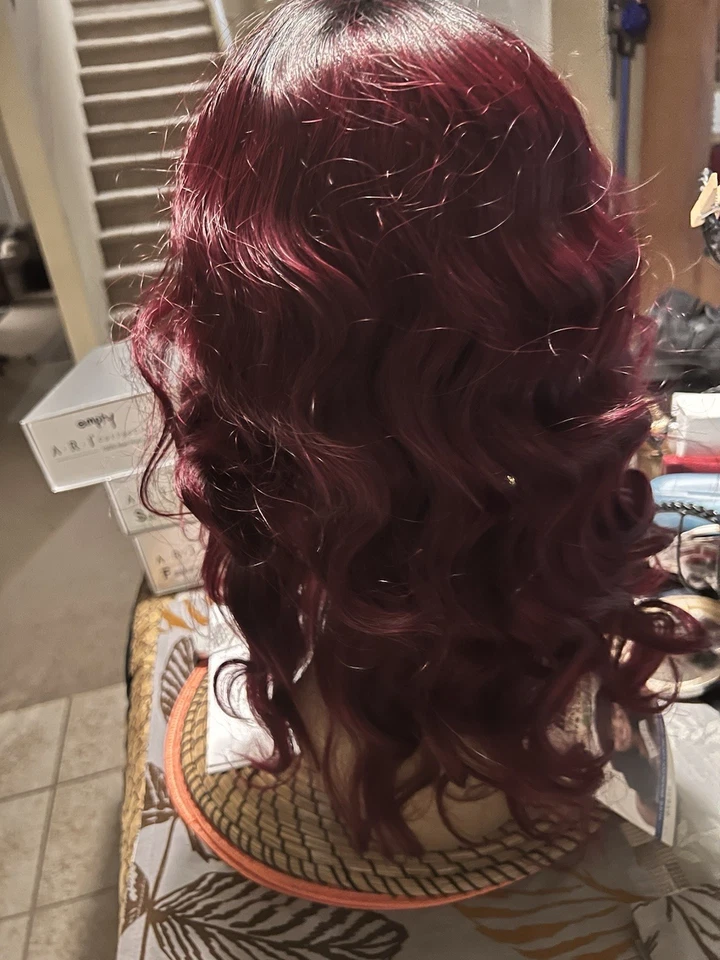 "Color de cabello humano 100 % virgen brasileño Remy: borgoña y negro onda corporal 20"" pulgadas" Foto 3 de 4