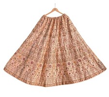 Indian Heavy Peach Raw silk Hand Embroidered Lehenga/Skirt Bridal Wear Zardozi