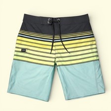 O  Neill Boardshorts Men  s 30 Surf Swim Shorts Striped Lime Blue