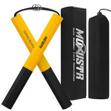 Safe Foam Nunchucks, Rubber Cord for Beginner Training  Practice Black Yellow