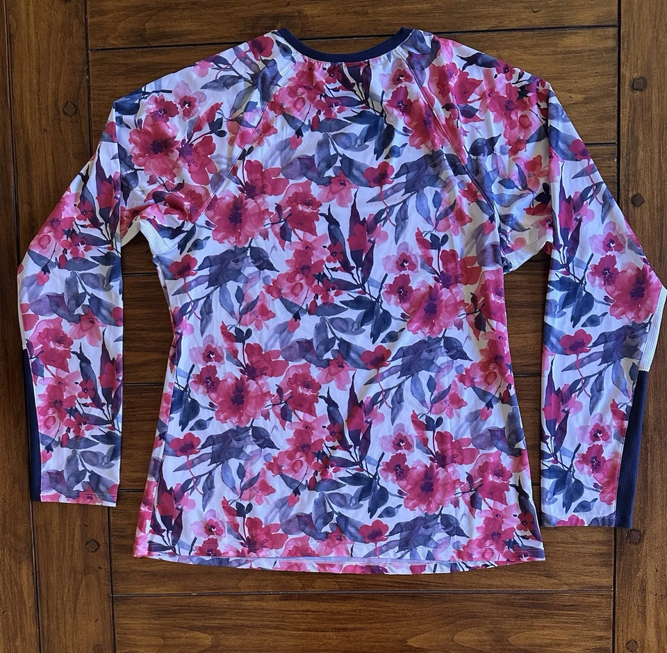 Camiseta deportiva Sofibella de malla floral manga larga para mujer XL UPF golf tenis nueva sin etiquetas Foto 2 de 4