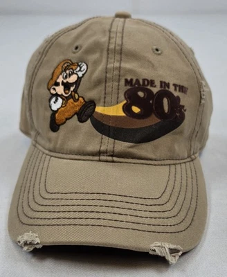 Nintendo Made In The 80s Mario Distressed Dad Hat Cap Tan Adjustable 2008 Y2K - Image 1 of 4