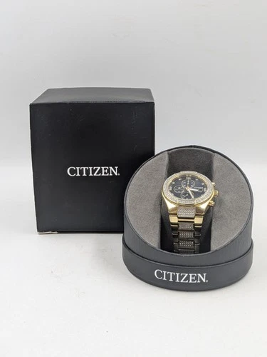 CITIZEN CA0752-58E GOLD TONE ECO-DRIVE CRYSTAL BRACELET WATCH - W38155
