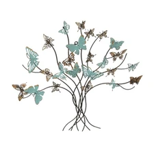 20 Inch Rustic Metal Butterfly Tree Wall Sculpture Home Decor Art Plaque