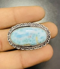 Larimar Gemstone 925 Sterling Silver Handmade Ring Jewelry Gift For Love