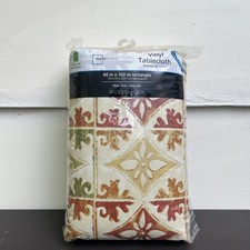 Mainstays 100 Vinyl PEVA Tablecloth 60  X 102  Rectangular New Tile Pattern