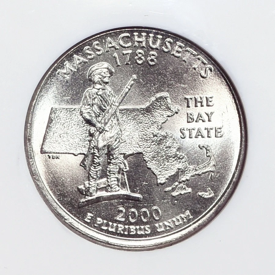 2000-P 25c Massachusetts State Quarter - NGC MS64 Partial Collar Mint Error - Image 4 of 4