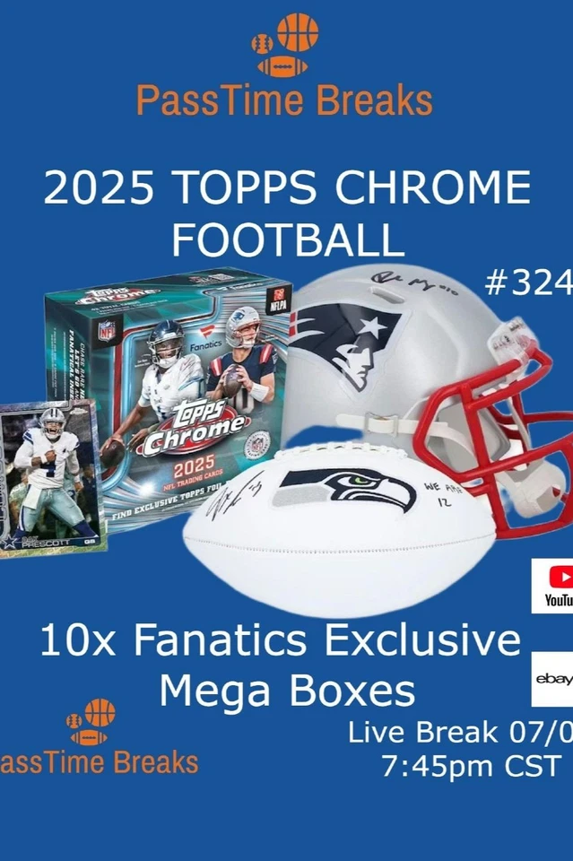 2025 TOPPS CHROME FOOTBALL - 10x Fanatics Mega Box -  HALF CASE BREAK 3242