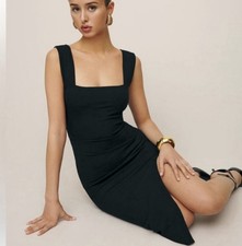 Reformation Casi knit square neck dress black medium NEW without tags