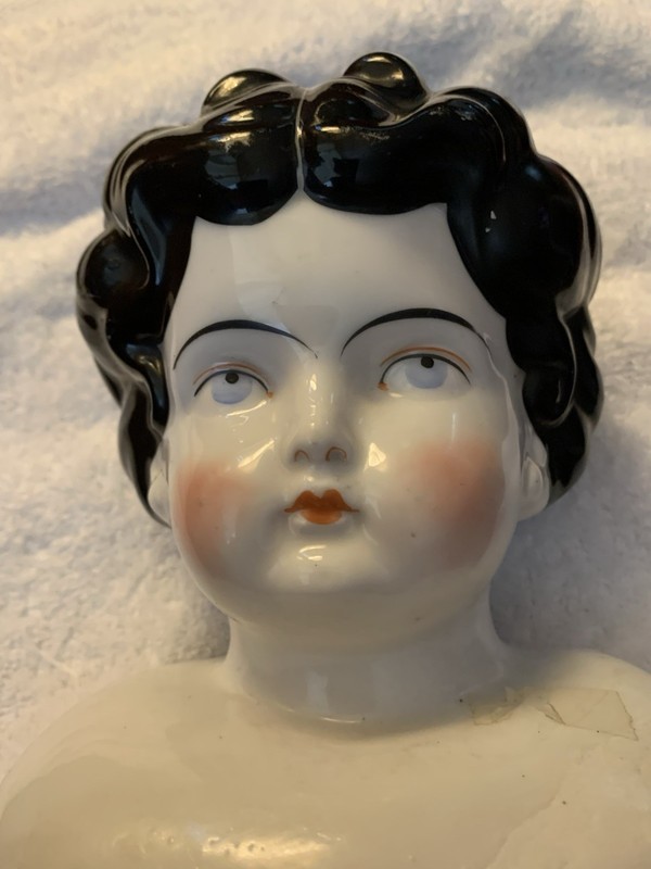 Antique 28 In. Huge Extra Large China Head #10 Low Brow Center Part TLC Repaired