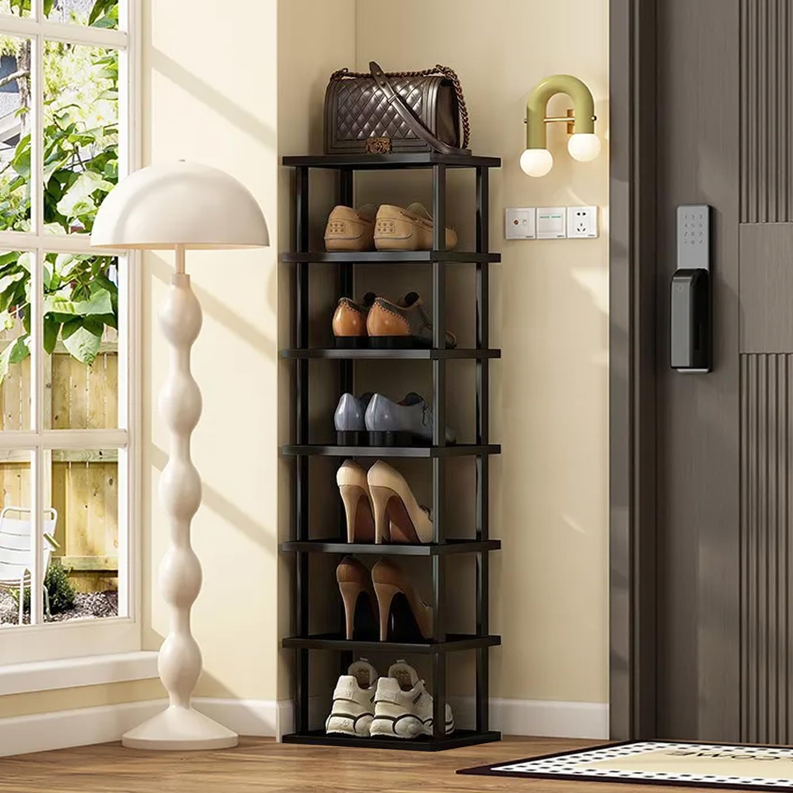 Tall 7-Tier Vertical Shoe Rack Organizer for Small Spaces