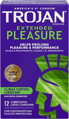 Trojan Extended Pleasure Climax Control Condoms 12 Count Lubricated Latex