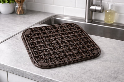 4 x Spülbecken Einlage Waschmatte Spüle Spüleinlage Matte 29 x 29 cm Braun