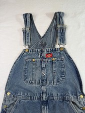 Dickies Denim Bib Overalls Blue Distressed Carpenter Workwear Baggy 34x32