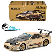 Pop Race 1:64 Top Secret Toyota Supra GT300 Gold Metallic with Carbon Hood #277