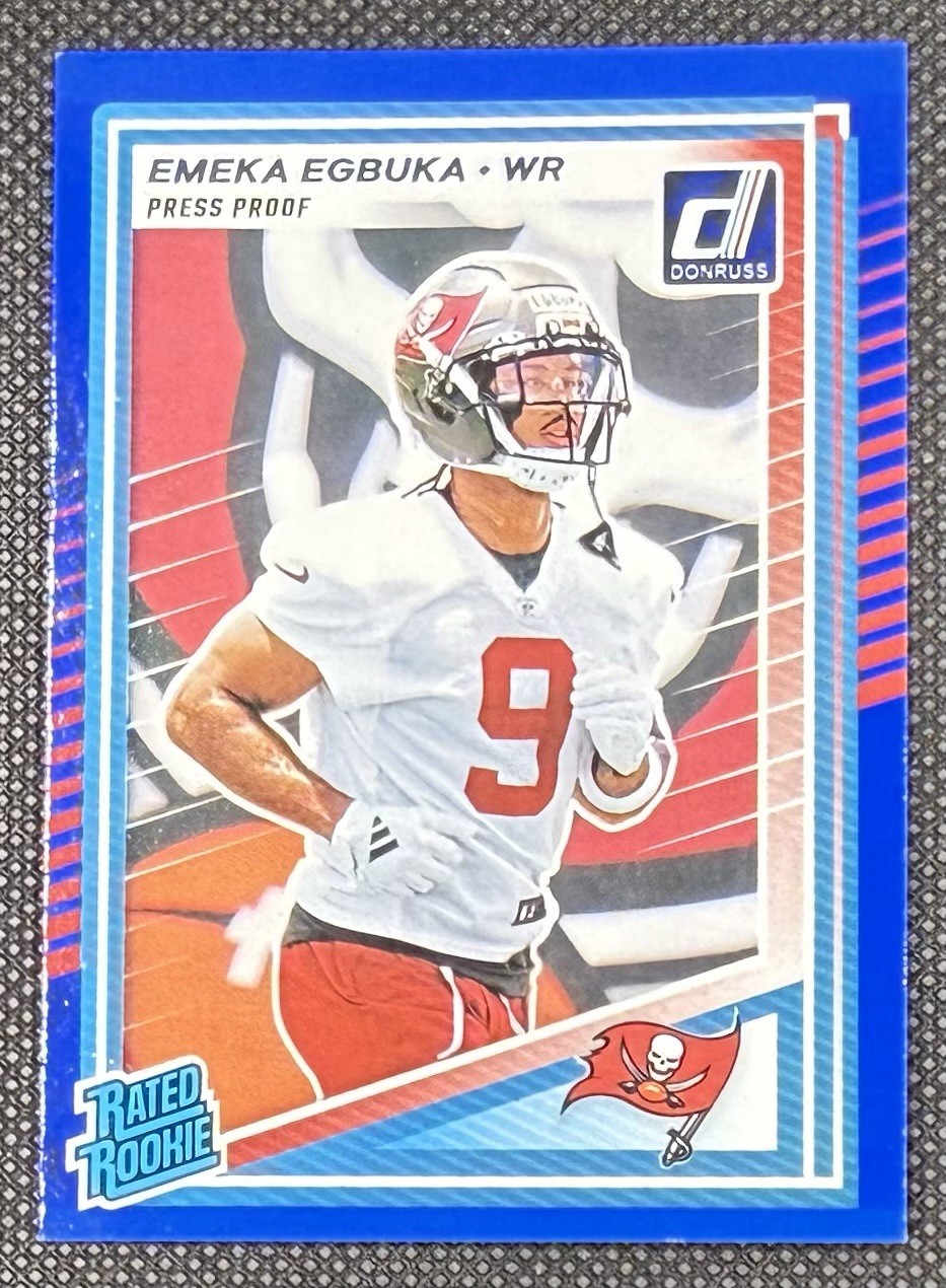 2025 Panini Donruss - Rated Rookie Emeka Egbuka #375 Press Proof Blue (RC)