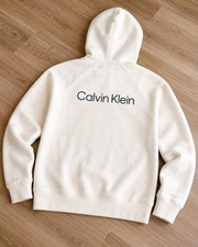 calvin klein white hoodie large men