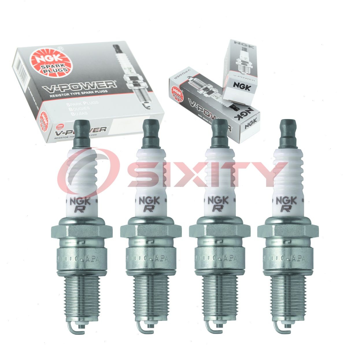 4 pcs NGK V-Power Spark Plugs for 1984-1989 Toyota Van 2.2L 2.0L L4 - Engine tx
