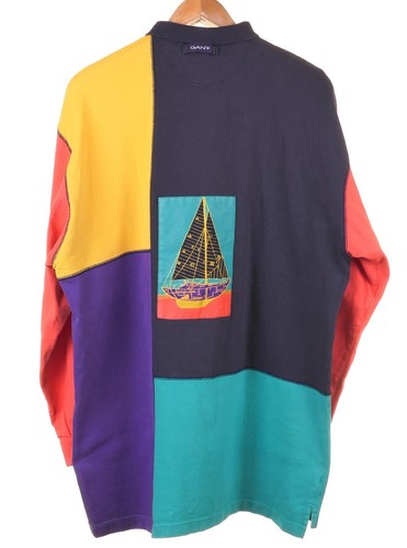 Camisa polo náutica de colección Gant clima áspero parche de bloque de colores manga larga L - Imagen 7 de 10