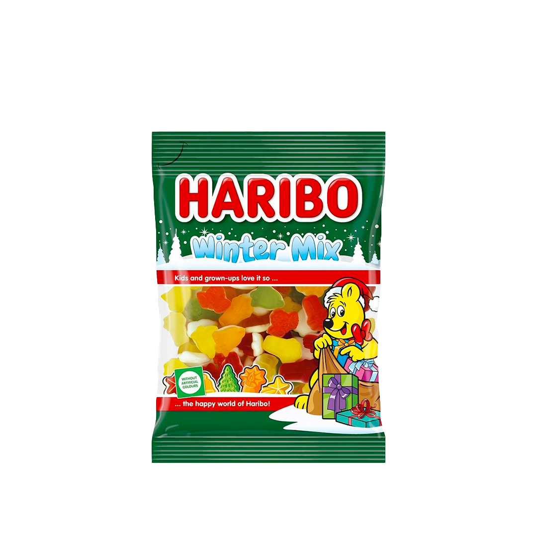 HARIBO Winter Mix gummy bears with foam bottom 90g- SNACK BAG