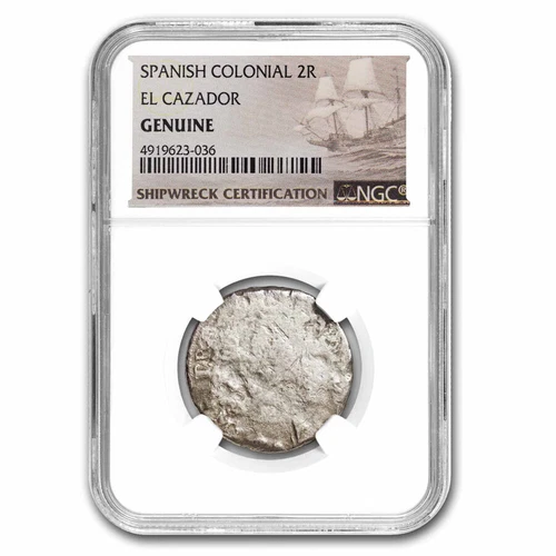 Mexico Silver 2 Reales El Cazador Shipwreck Genuine NGC