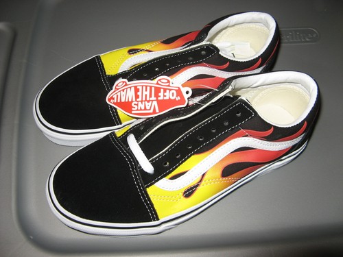 Vans Old Skool Mens Skate Skateboard Shoes Black Flames 7 - Picture 2 of 2