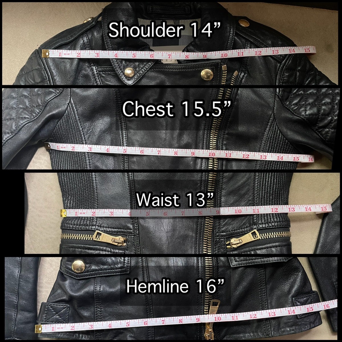 Burberry Brit Remington Quilted Leather Jacket Moto Biker XS