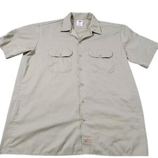 Dickies Shirt Mens XL Tan Short Sleeve Button Up Workwear