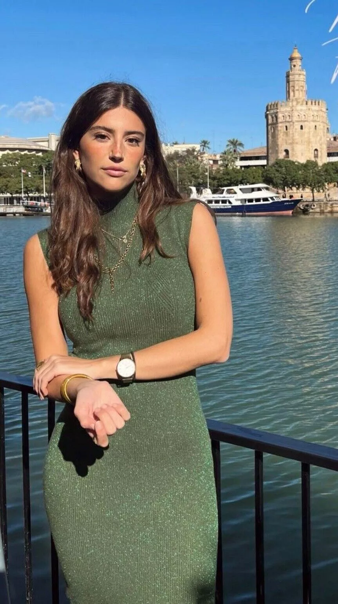 BNWT ZARA Green Metallic Thread Knit Dress Size XL | eBay UK