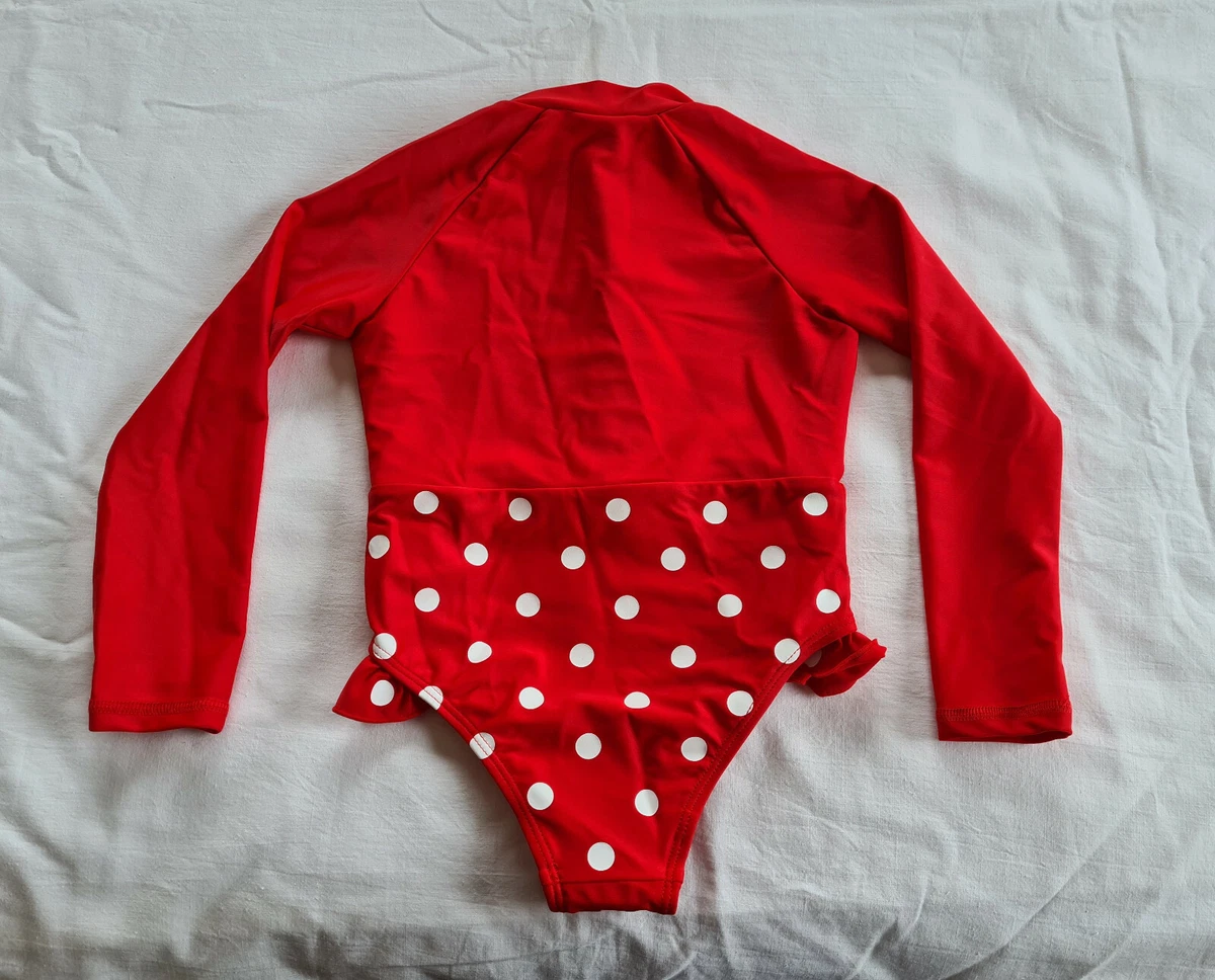 Fila Girls Red Polkadot Printed 1 Piece Paddlesuit Bathers Swimsuit Size 6 New