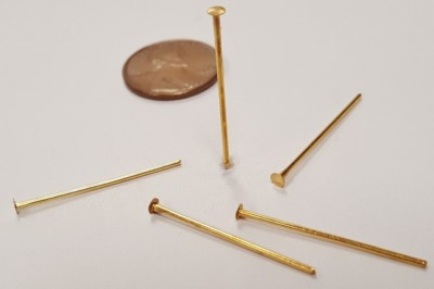 #ad #ad 50 PIECES VINTAGE BRASS .75mm. GAUGE HEAD PIN 1quot; LONG NAIL FINDINGS N551 $2.24