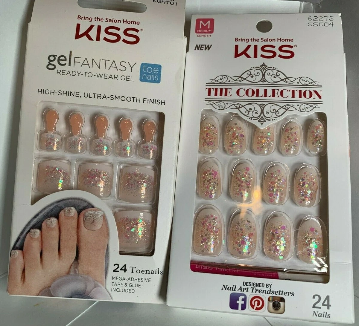 Kiss Premium Glue on Acrylic Nails for Fingers Toes French Never