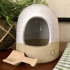 Stoneware Beehive Salt Keeper Cellar Pig & Scoop Farmhouse Pottery Woodstock VT