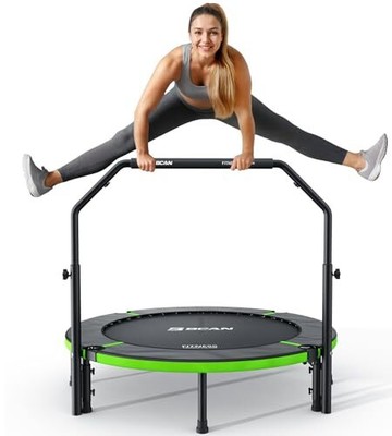  40''/48'' Foldable Mini Trampoline, Rebounder 48-inch 48IN-U-Handle-Green