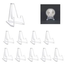 10 Pack Mini Clear Acrylic Easel Stand Coin Display Holder for Medals Watches