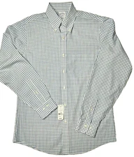 Brooks Brothers Oxford Shirt Mens 15 34/35 Blue White LS Graph