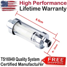Universial Inline Fuel Filter Chrome Plated 1/4" 3/8" 5/16" barb 400 HP 15 PSI
