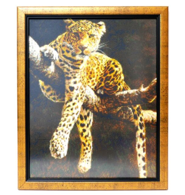 Diamond Art Painting Finished Completed Cheetah 22.5" H x 18.5" W Framed
