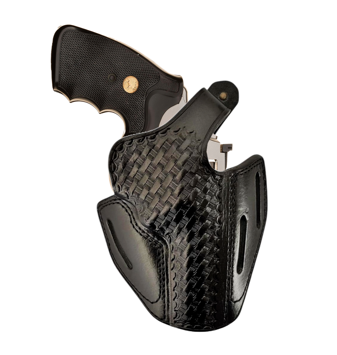 Leather Belt Holster For Taurus Judge 45 Colt/ 410 GA - Basket Weave-image