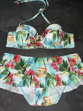 Ladies Turquoise Treasure Island Floozie Frost French Bikini 10 Bottoms 34C Top