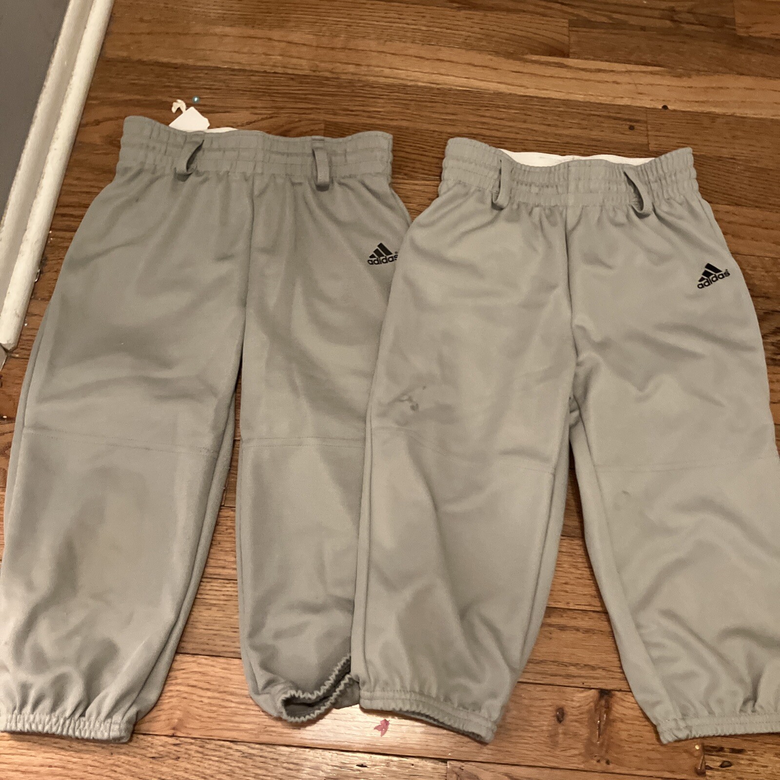 adidas boys' triple stripe traditional baseball pants XS Grey Elastic