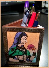GEMSTONE PAINTING PEN PENCIL HOLDER/STAND FROM INDIA 