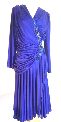 Vintage Ruched Asymmetrical Dress Abby Kent Evening Gown 80s Formal Party Prom - Picture 4 of 6
