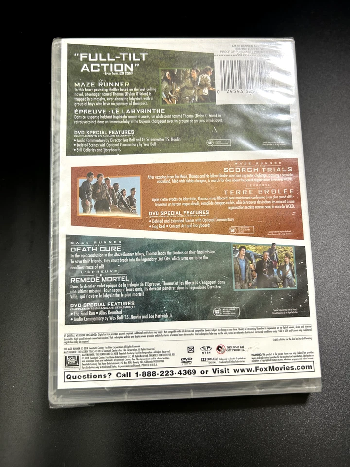 Maze Runner: 1-3 Trilogy (2018) (DVD) Brand New Sealed - Dylan O'Brien - Image 2 of 2