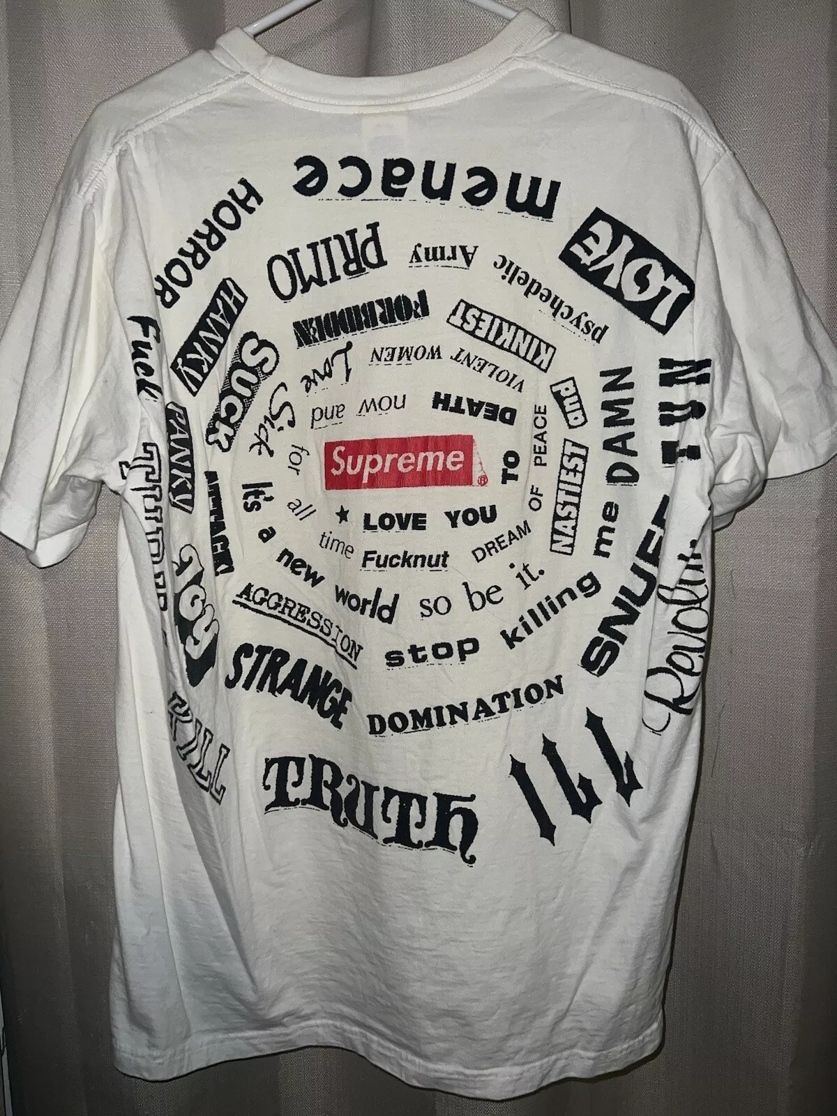 Tee shirt blanc Supreme Spiral taille grande