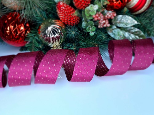 Wire Edged Ribbon FROM £1 Christmas Craft Decoration Glitter Bow Tree Wrap Gifts - Picture 51 of 58
