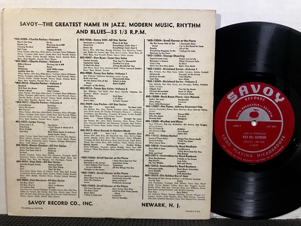 Jazz At Storyville 10” LP SAVOY 15025 MONO DG 1955 Jazz WILD BILL DAVIDSON - Image 2 of 2