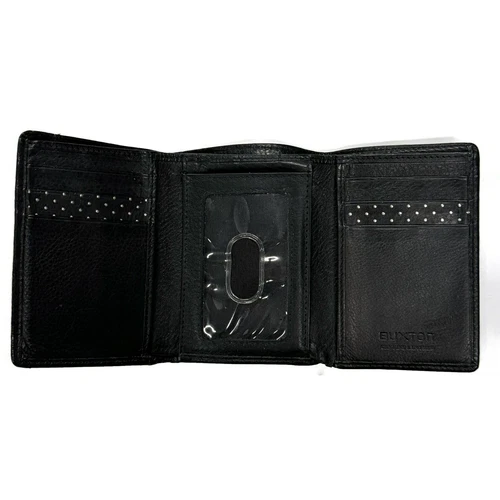 Buxton Lot of 2 Black Mens Trifold Leather Wallet & Slim Front Pocket ID - Picture 7 of 10
