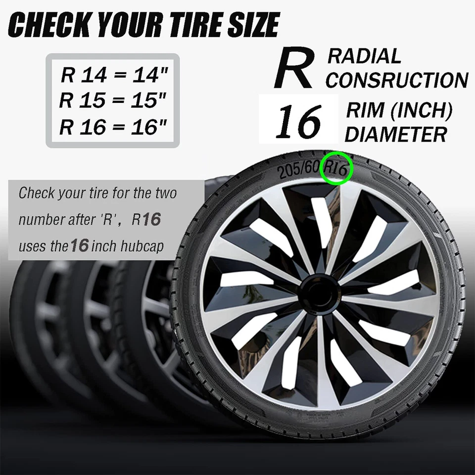 4x Tapacubos ABS Tapacubos Cubiertas Para 90-05 Mitsubishi Eclipse 16" Llanta Acero Foto 2 de 4